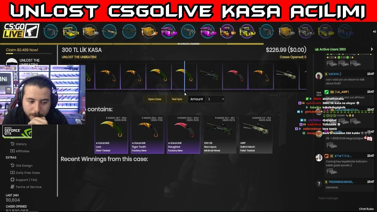 UNLOST CSGOLİVE GÜNÜN SÜPRİZLERLE DOLU KASA AÇILIMI (11.12.2017)