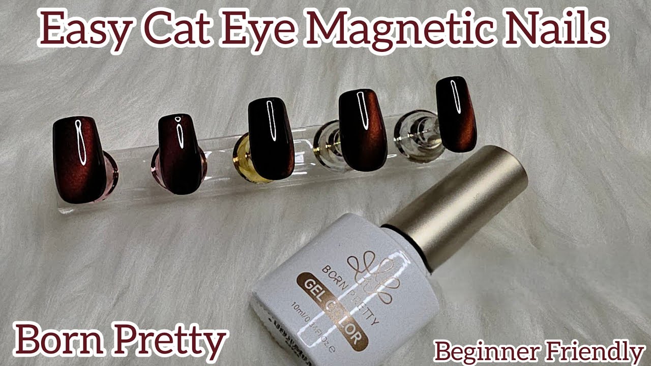 Easy Cat Eye Magnetic Nails @bornprettyofficial #nails#cateyegel#beginnerfriendly#nailart #gelnails 