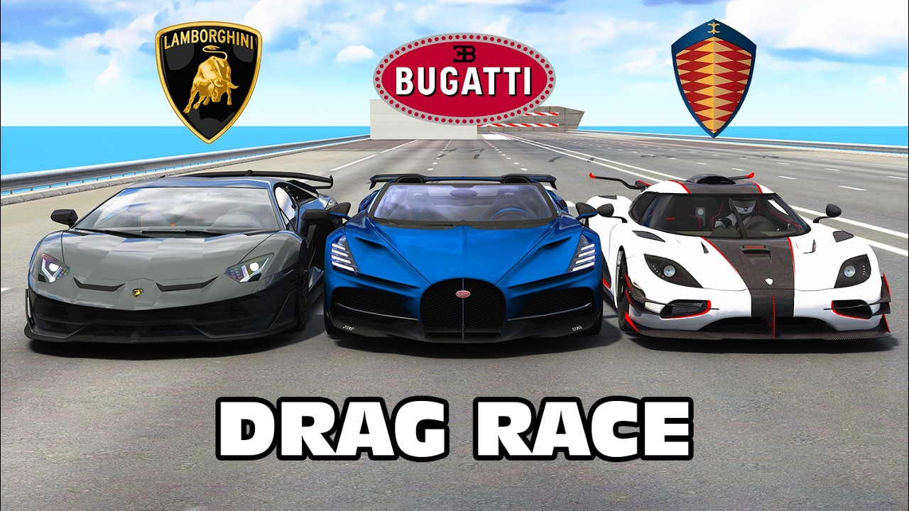 1600HP Bugatti Mistral vs SVJ vs Koenigsegg DRAG RACE