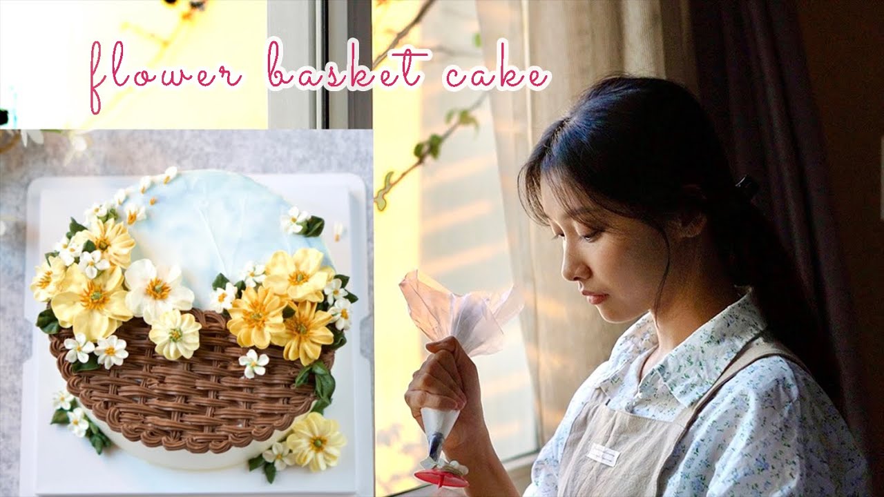 Flower Basket Cake Decorating Tutorials | Trang trí bánh kem giỏ hoa | Very Nini