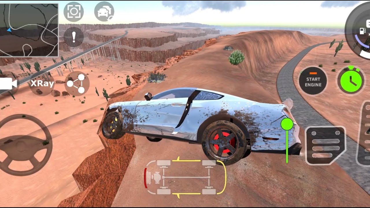 Mustang Gt 💪 off roading in top of the air | car crash test 😱| Game play vedio #offroading #games
