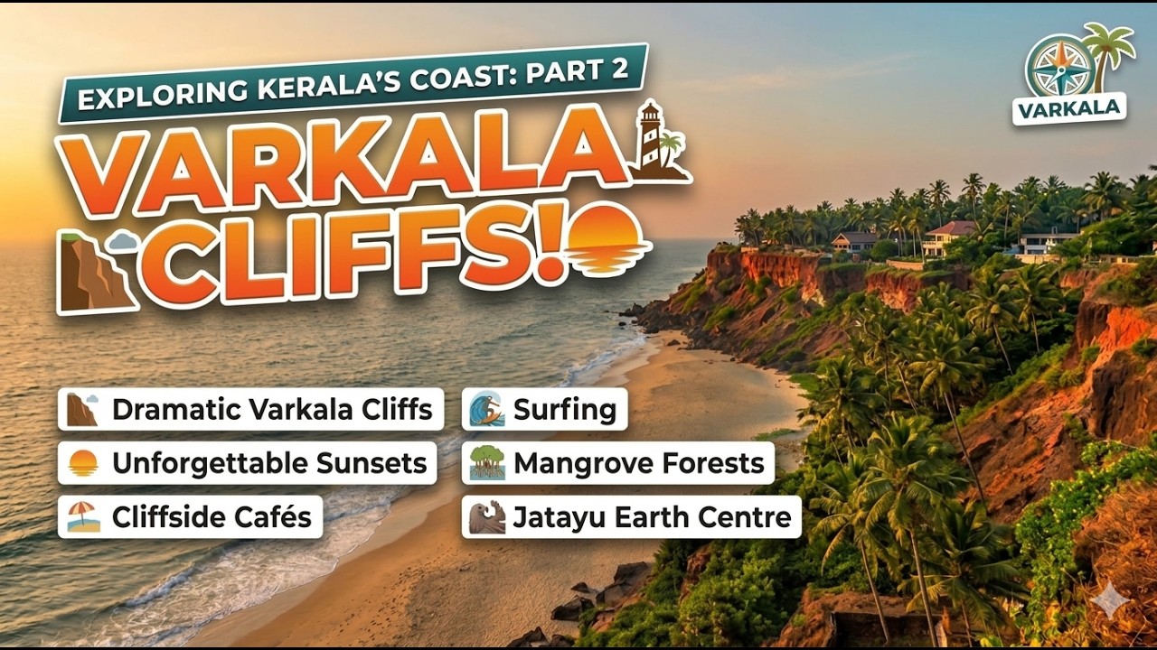 Exploring Varkala Cliffs: Surfing, Sunsets & Jatayu Earth Centre! 🌊 | Kerala's Coast Part 2