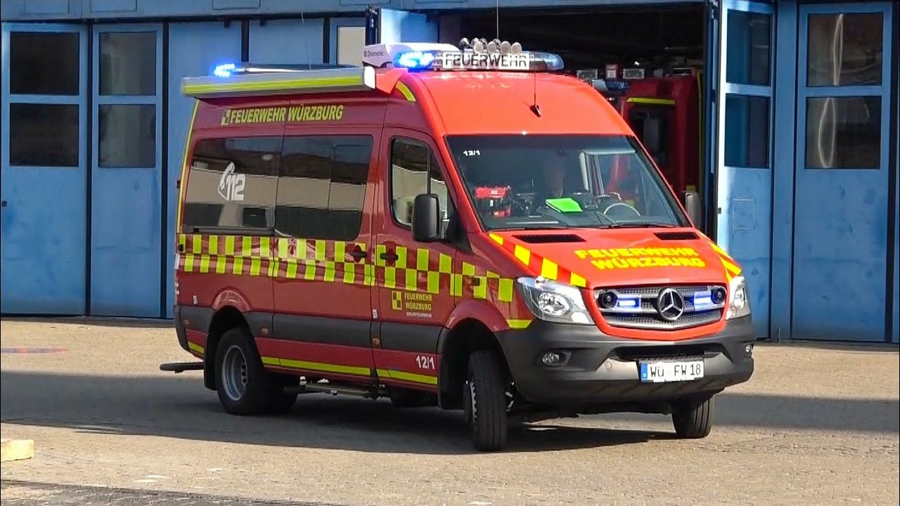 [🚨 Alarm f&uuml;r die BF W&uuml;rzburg] 📟 Wachausfahrt ELW HLF & DLK 🚒🚒🚒