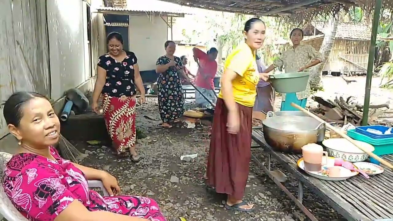 buat kue dodol di pedesaan, hidup di desa