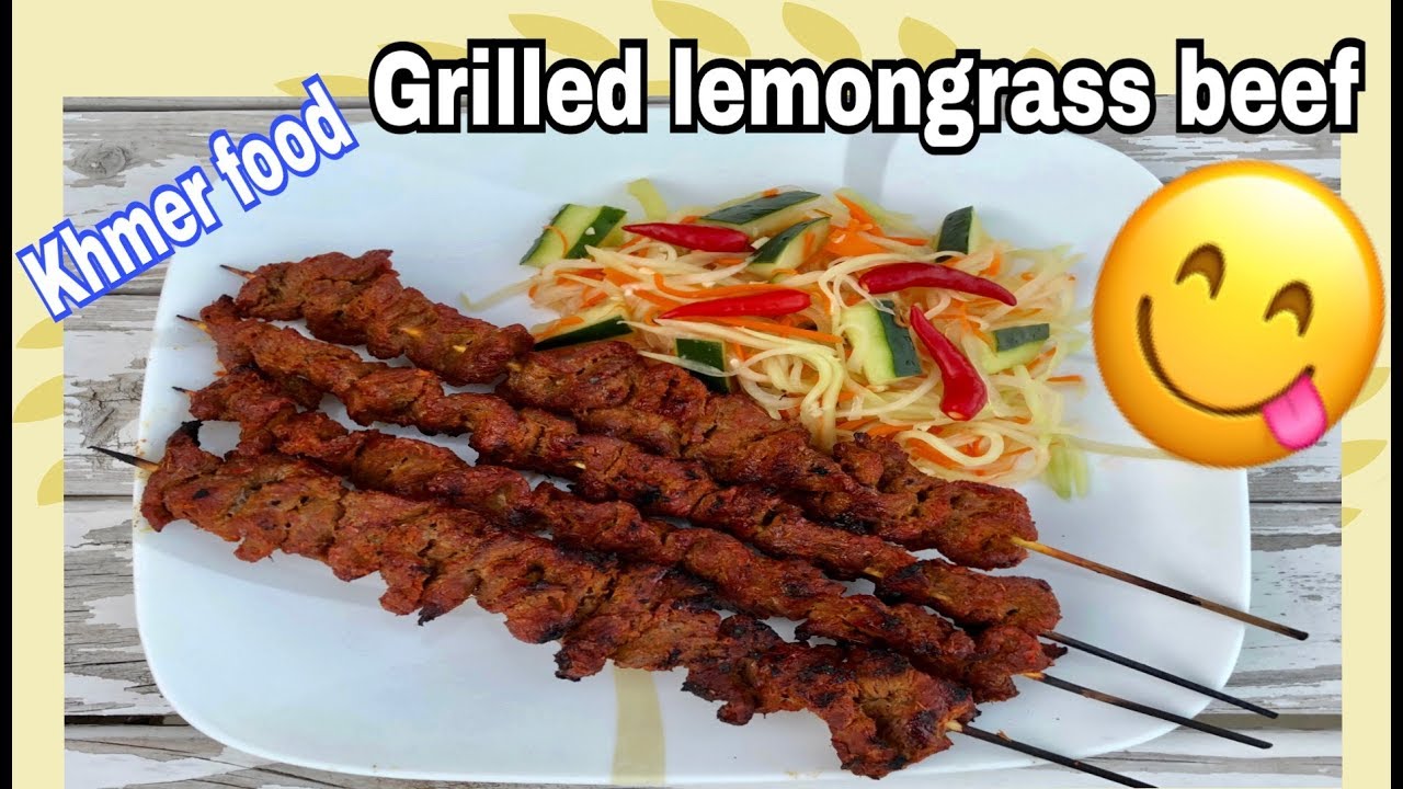 Grilled Lemongrass beef skewer | Khmer food | delicious food | Asian food