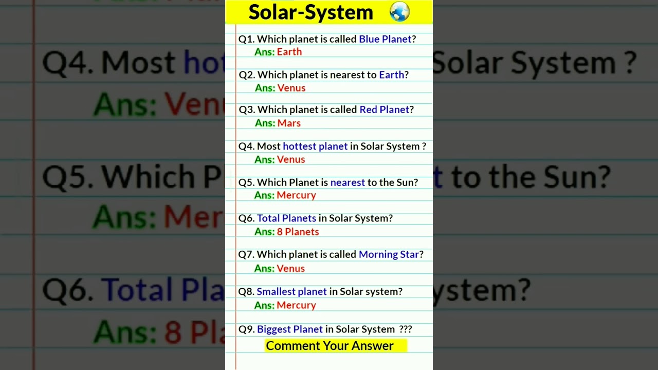 Solar System GK Questions | All About Solar System | #shorts #solarsystem #ias #space #shortvideo