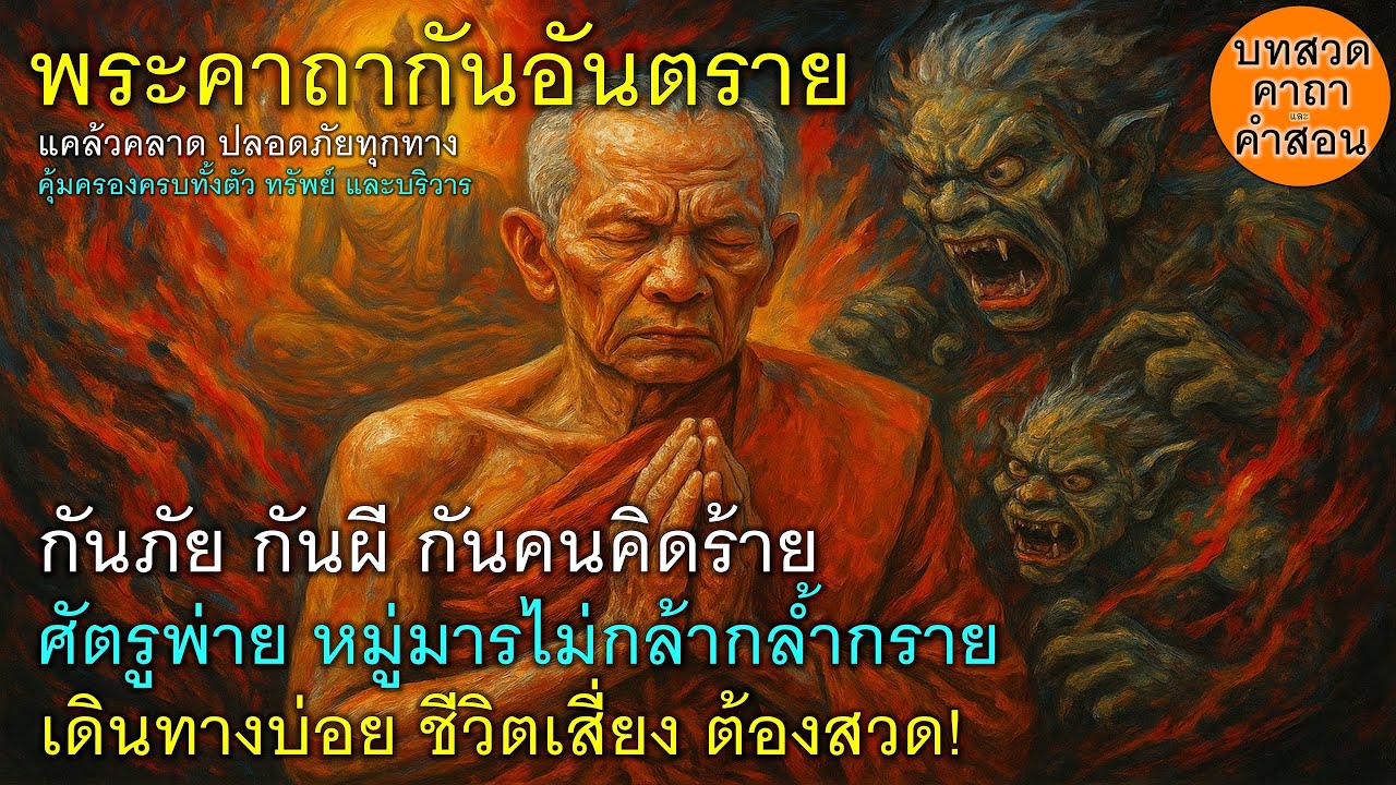พระคาถากันอันตราย แคล้วคลาด ปลอดภัยทุกทาง กันภัย กันผี กันคนคิดร้าย ศัตรูพ่าย หมู่มารไม่กล้ากล้ำกราย