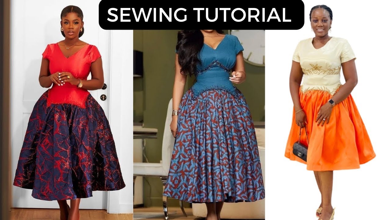 HOW TO SEW A STYLISH GATHERED DRESS PATTERN WITH AN INVERTED - U WAISTLINE