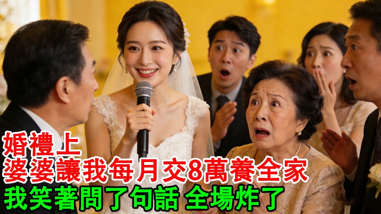 【完結爽文】婚禮上婆婆讓我每月交8萬養全家，司儀催我表態，我笑著問了句話，全場炸了#婆媳 #家庭 #婚姻 #情感 #情感故事 #為人處世 #故事 #家庭故事 #家庭倫理 #退休生活 #老年生活