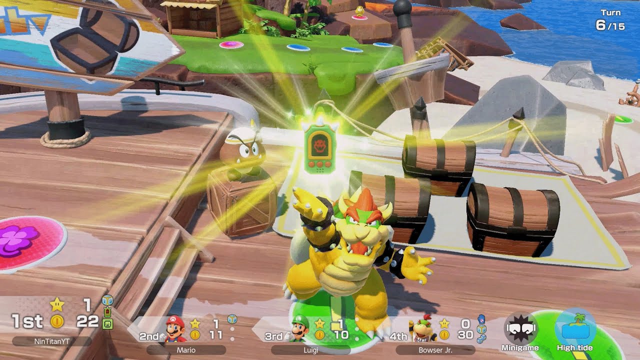 Super Mario Party Jamboree - Bowser vs Bowser Jr. vs Mario vs Luigi - Goomba Lagoon
