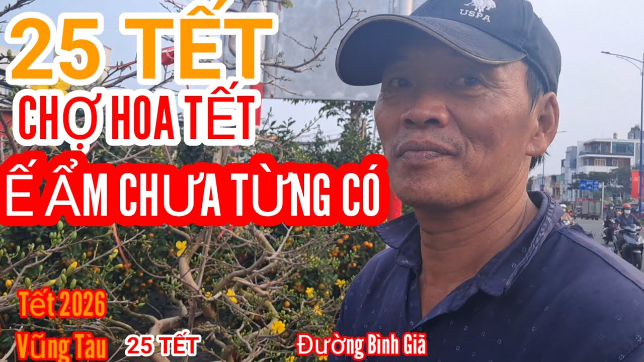 Tết 2026, Chợ hoa tết đường Bình giã Vũng tàu ế ẩm không có người mua sắm tết
