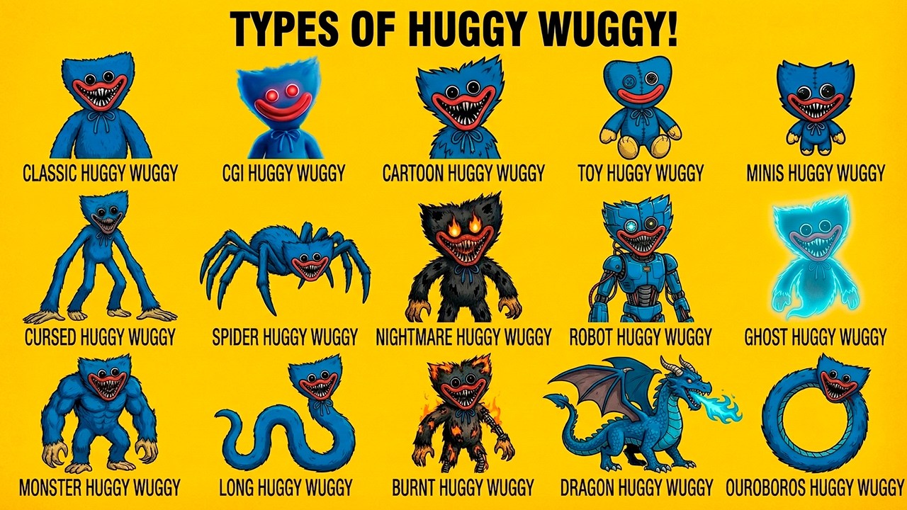 Types of Huggy Wuggy! 15 different transformations | Poppy playtime