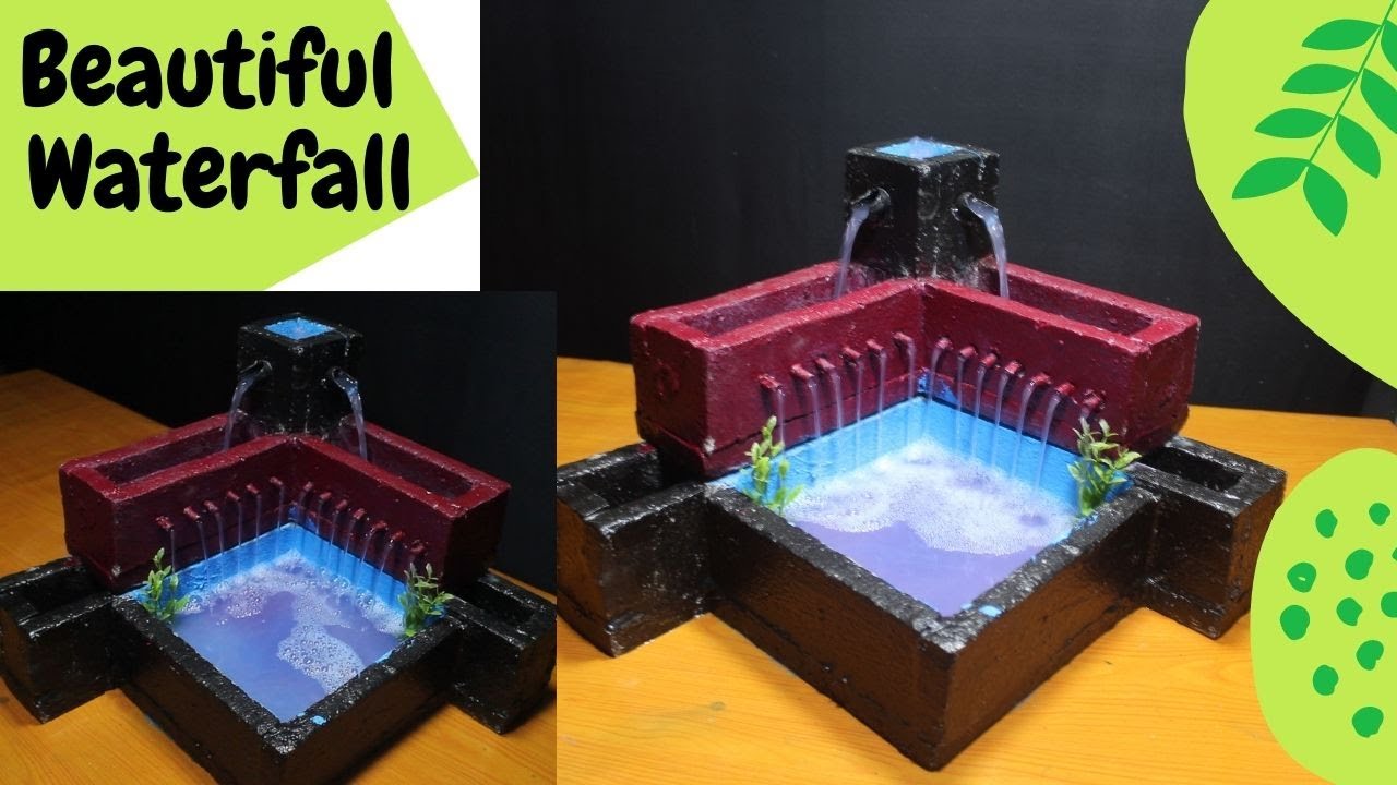 How to make amazing beautiful  cemented waterfall fountain water fountain | cement desktop fountain