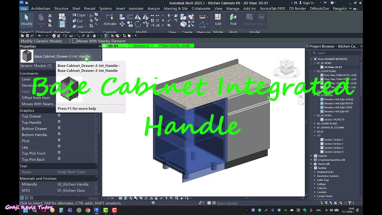 Revit Kitchen Cabinets Integrated Handles
