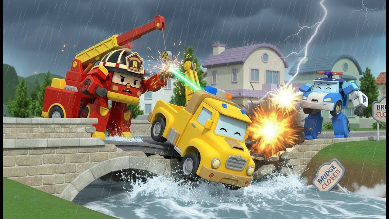 Flash Flood Rescue! Spooky’s Bridge Trap 🌊 | Robocar Poli Safety Series | Kids Cartoons