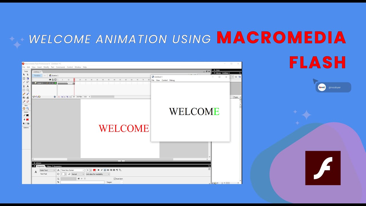 How to create welcome text animation in macromedia flash