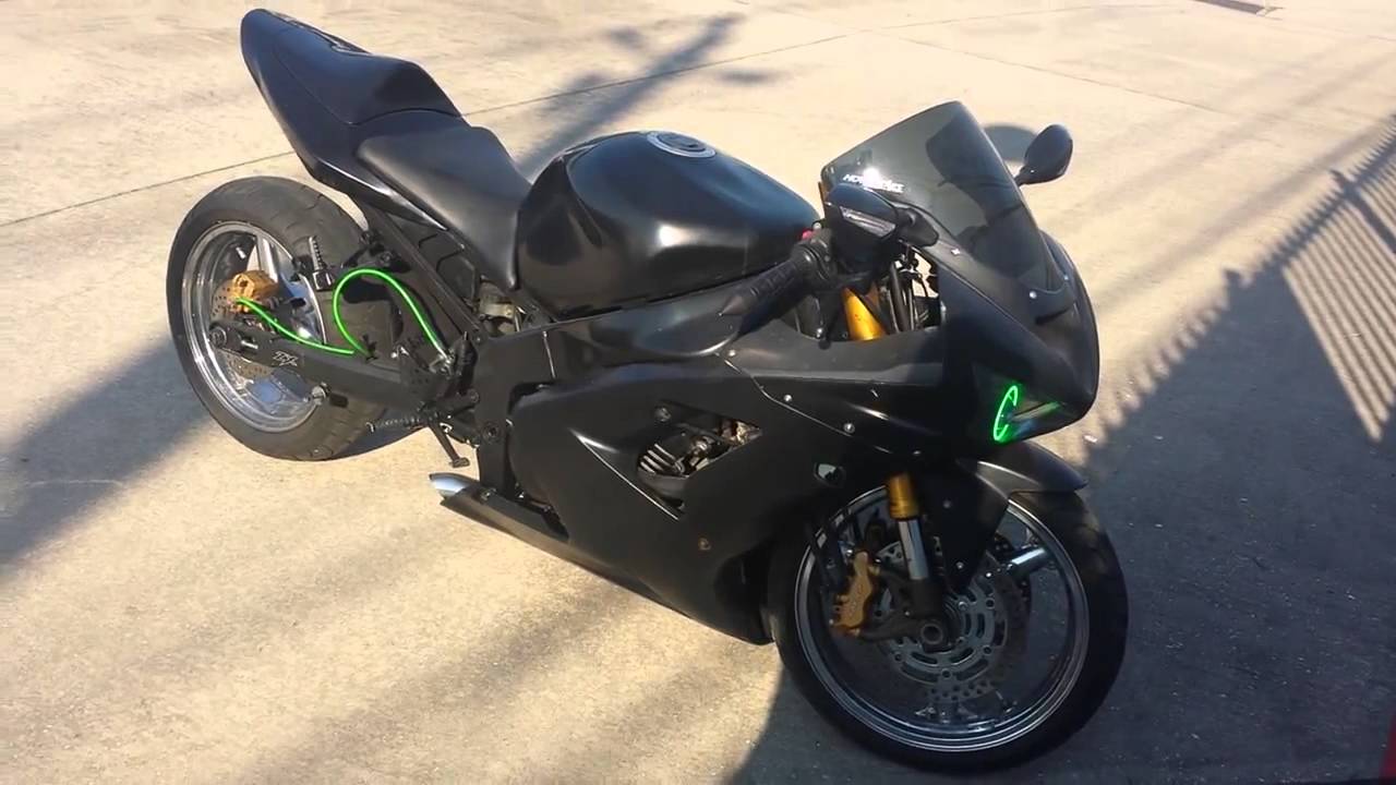 Kawasaki zx6r 636 CUSTOM HOW TO..  swingarm stretch, lower, projectors, hid, led, exhaust, etc