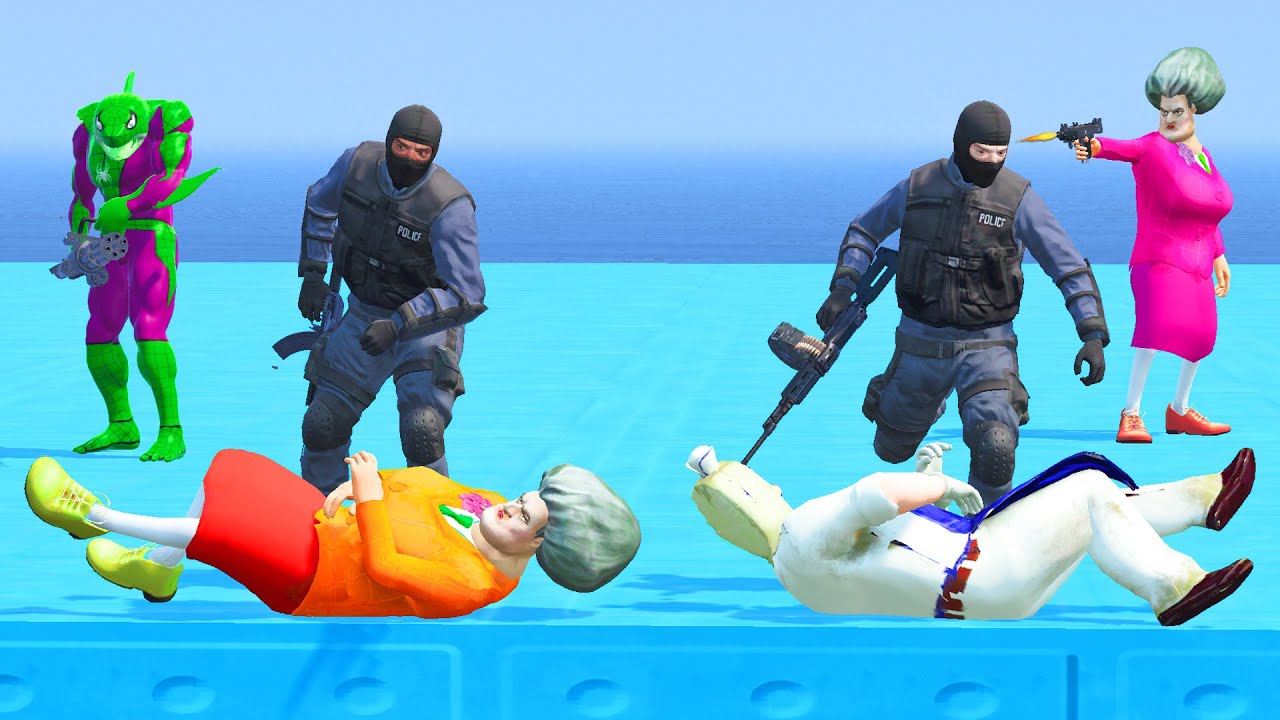 Scary Teacher 3D: Ice Cream & Yellow Miss T are Under Arrest by Police - Evil Teacher Rescue Mission