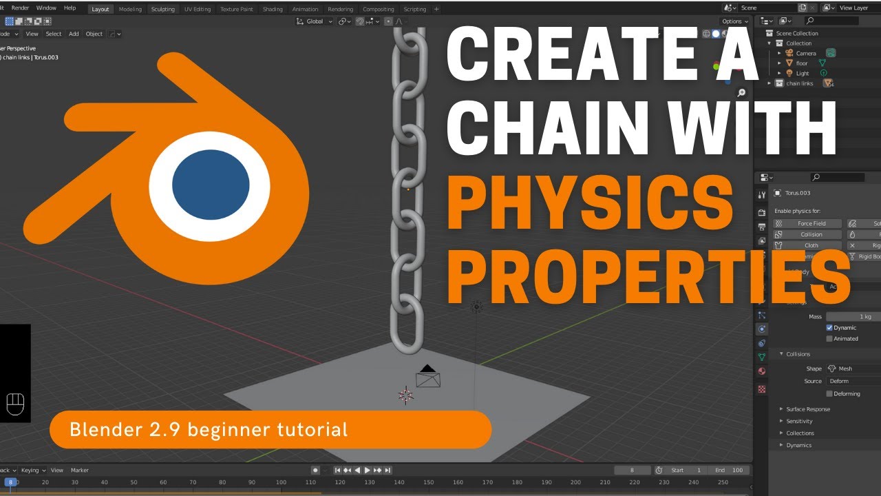Create a chain with physics properties in blender 2.9
