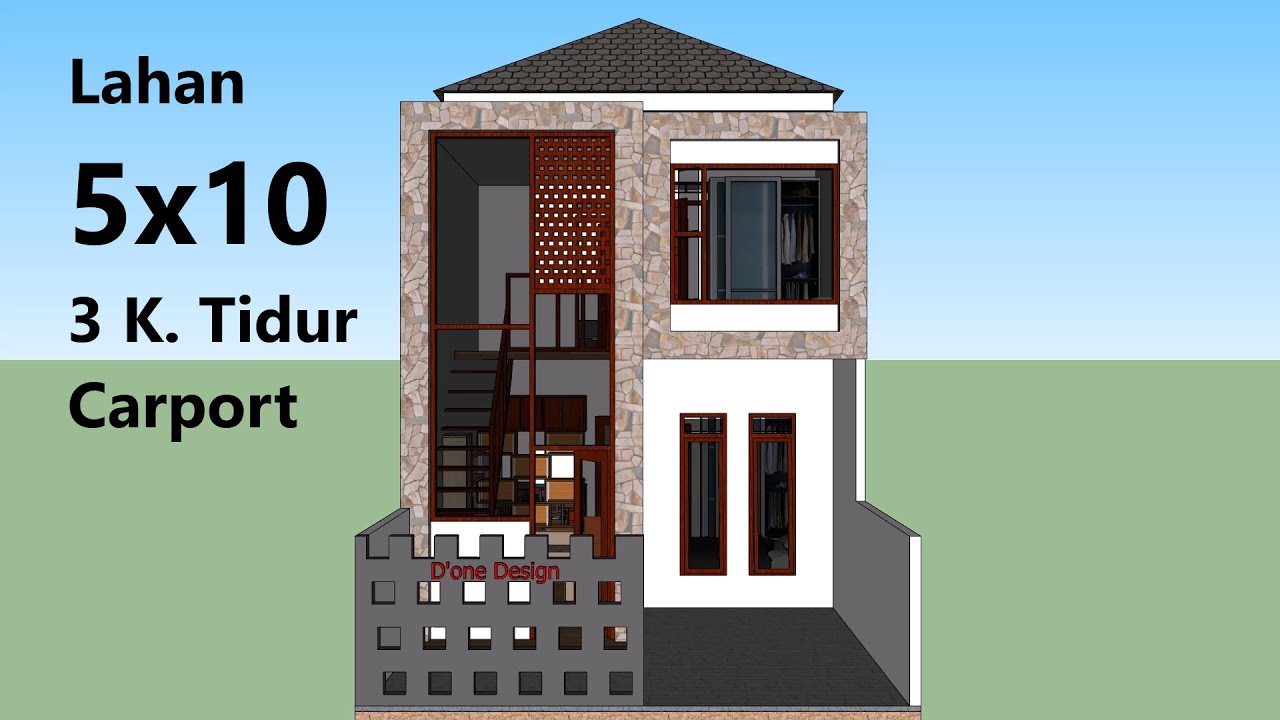 Rumah Minimalis 5x10 - 3 Kamar Tidur - Carport