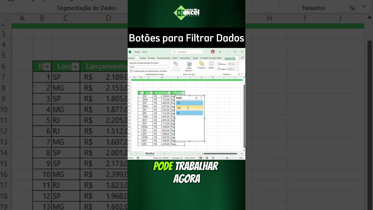 EXISTE BOT&Atilde;O PARA FILTRAR TABELA NO EXCEL? #EXCEL #TABELAS #CURSODEEXCELONLINE