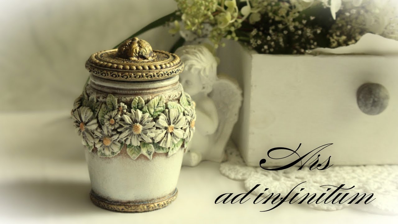 Słoik w stylu shabby chic. / Shabby chic style jar. Decoupage. Tutorial.
