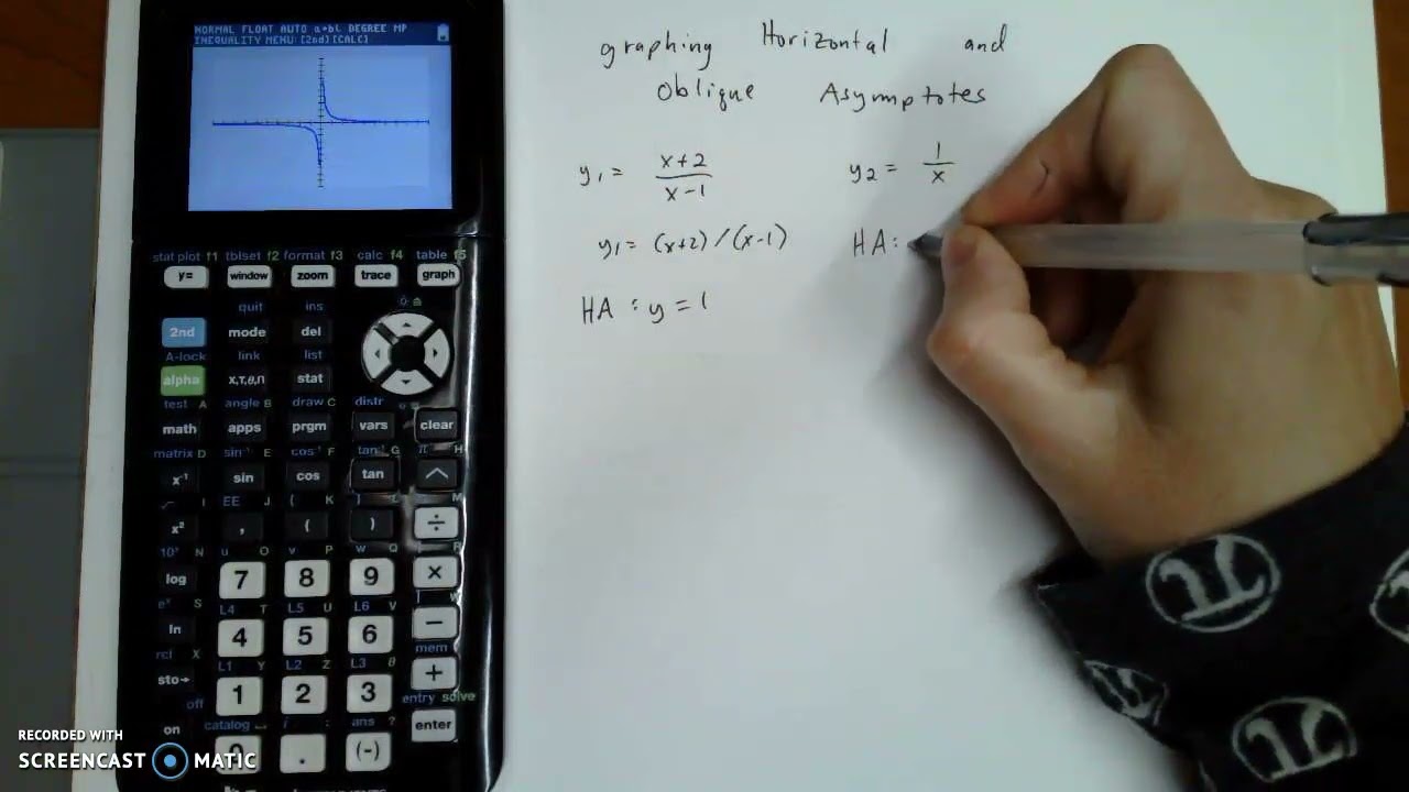 TI-84 graphing calculator: graph horizontal and oblique asymptotes