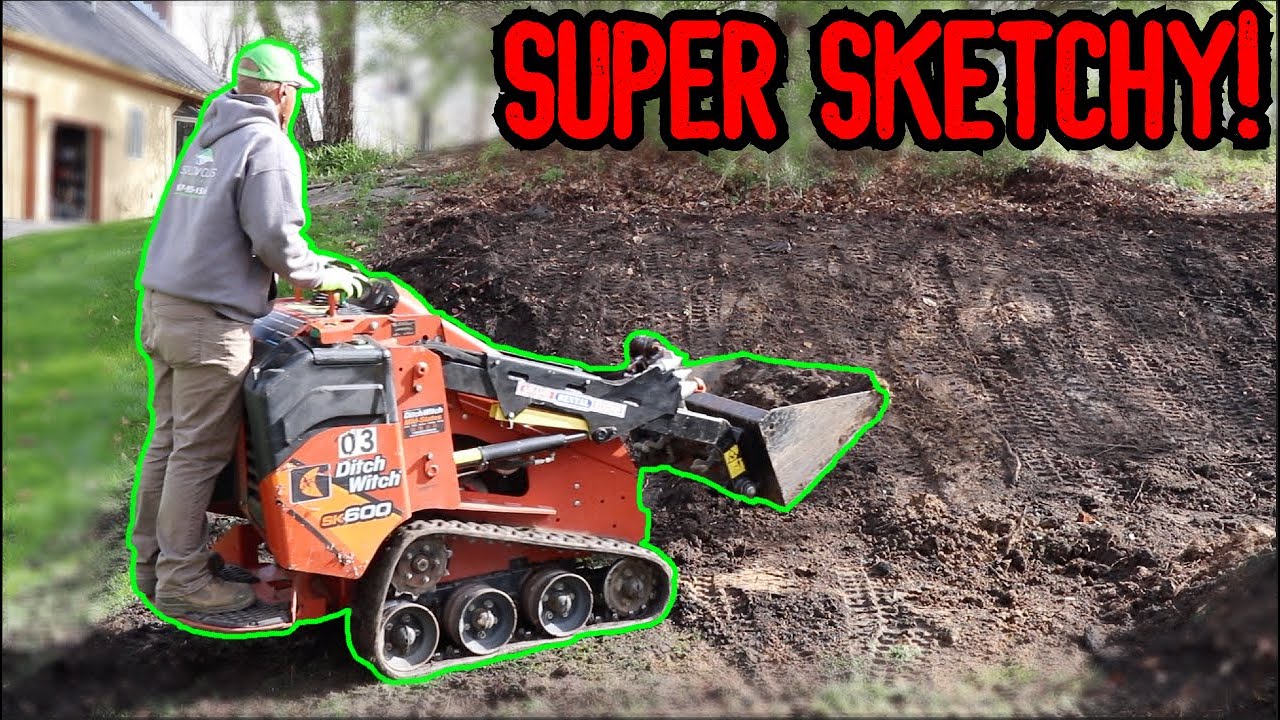 Grading a lawn on a STEEP HILL! (DON'T RECOMMEND!)