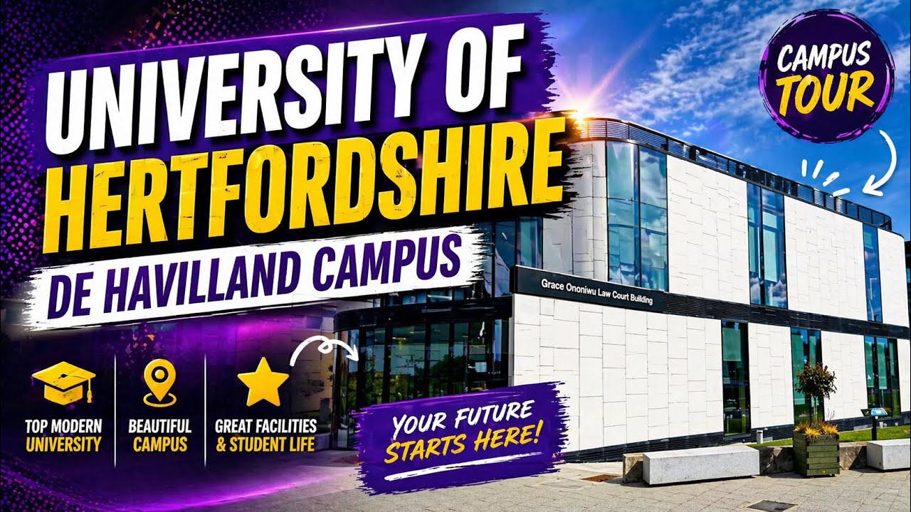 University of Hertfordshire (De Haviland Campus) Tour - Student Accommodation, Buildings, Library.