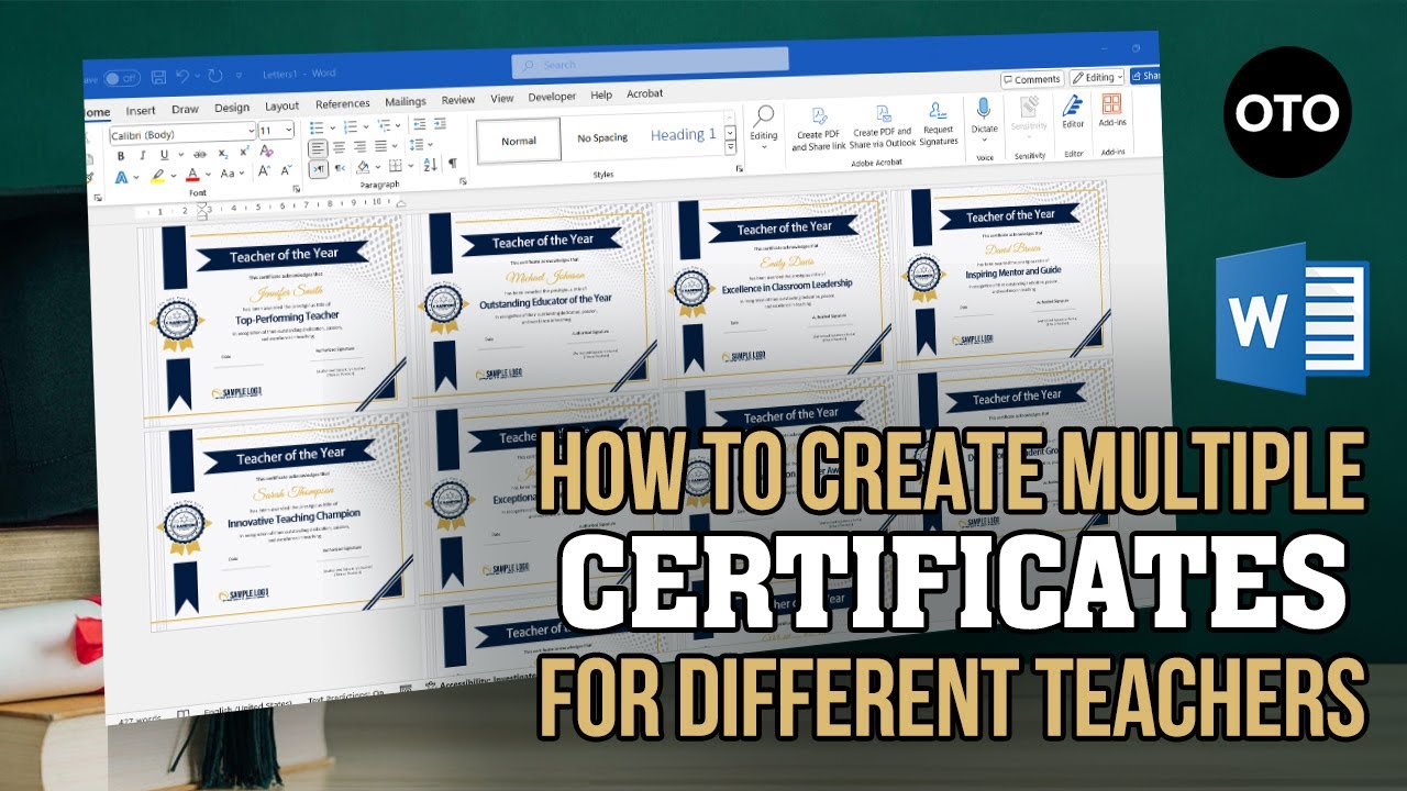 Make Multiple Certificates in Microsoft Word with One Template | Mail Merge