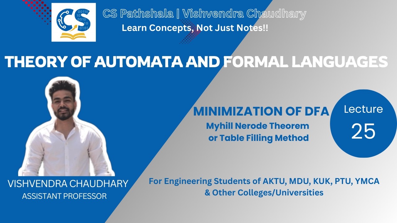 TAFL | Unit-1 | Lecture-25 | Minimization of DFA | Table Filling Method | AKTU B.Tech CSE