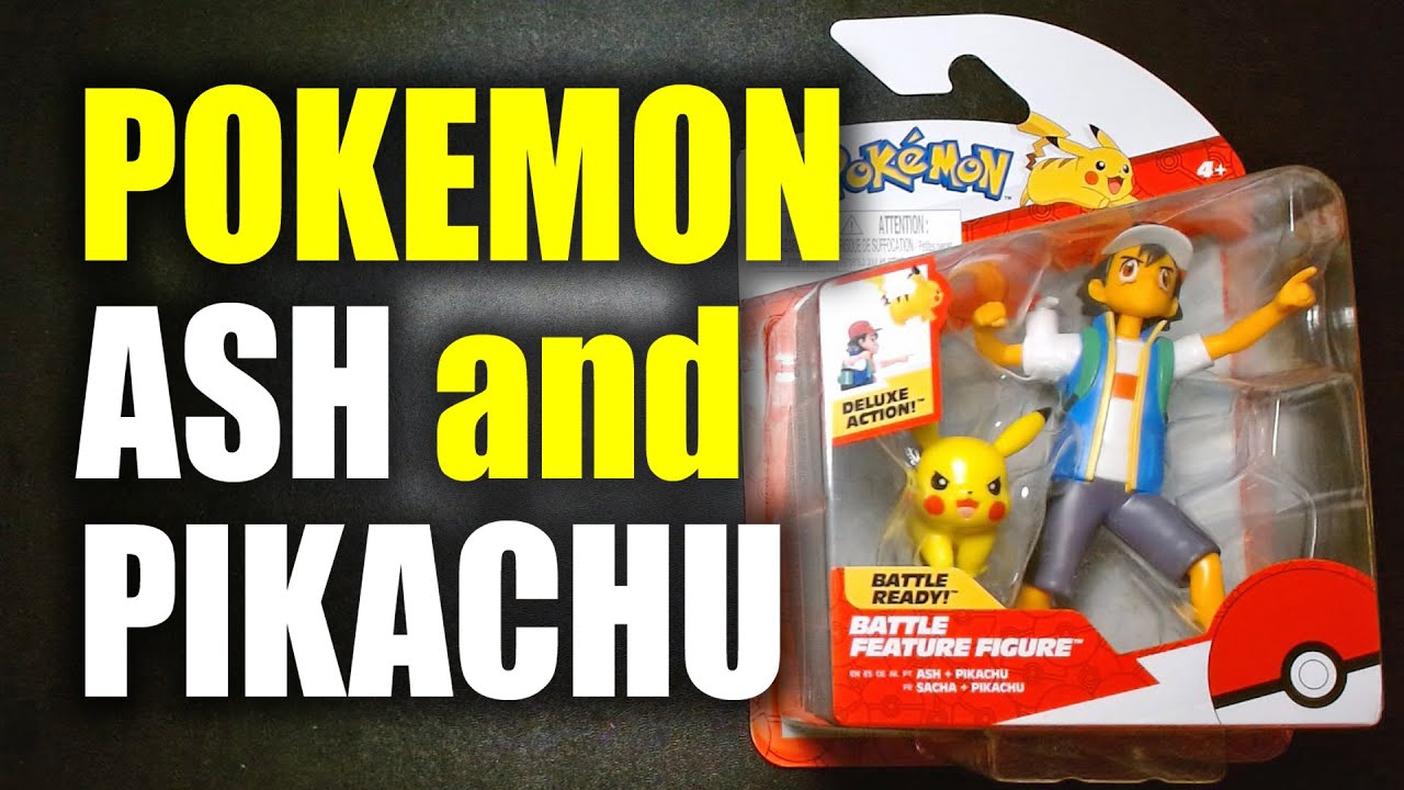 Pokemon Ash and Pikachu Battle Feature Jazwares Action Figure Unboxing and Review