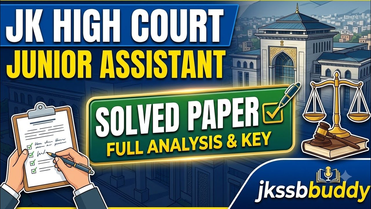 JK High Court Junior Assistant Solved Paper | Detailed Solutions