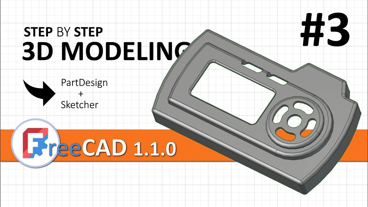 FreeCAD 1.1: 3D modeling exercise 3 | Sketch + PartDesign, pad, pocket, thickness, pollar pattern