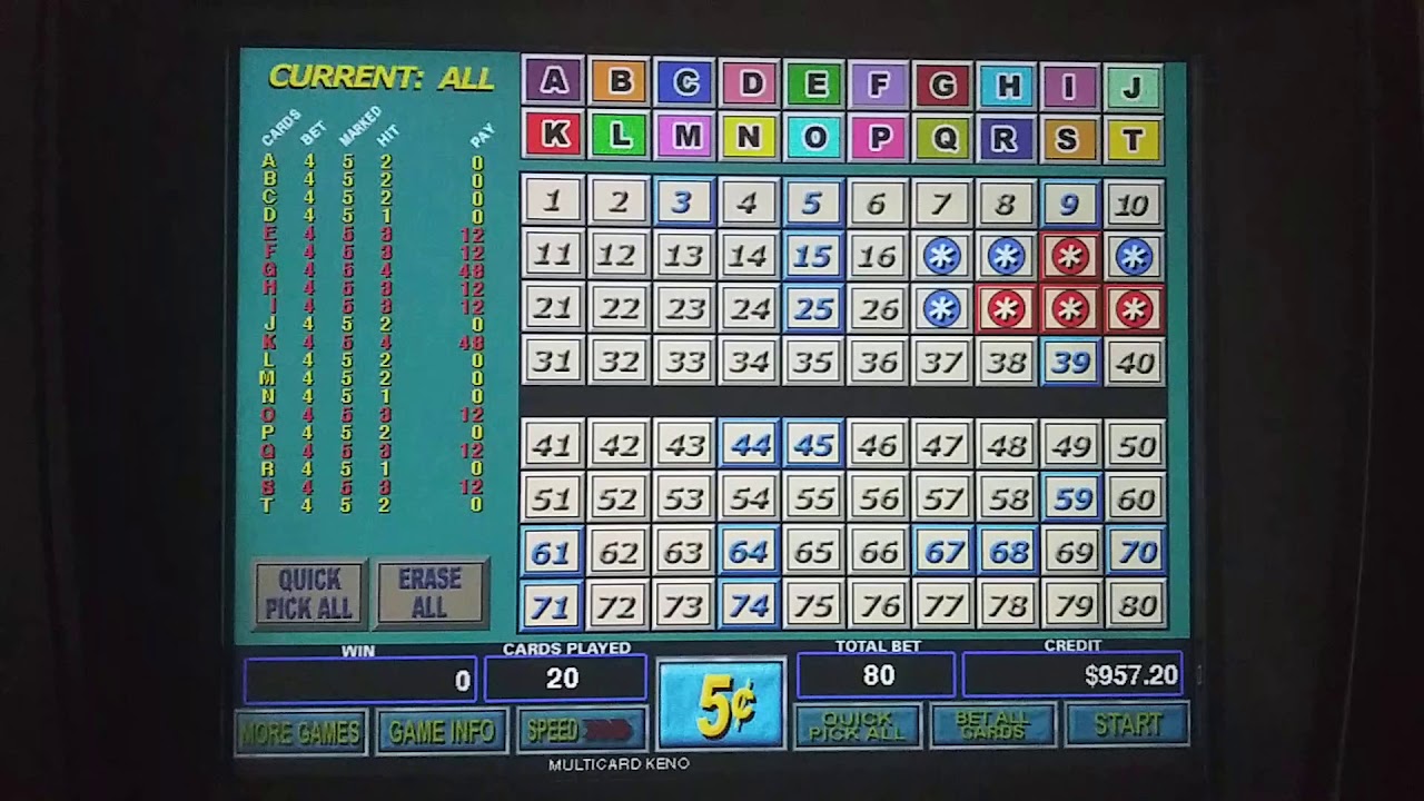 Multi-Card Keno: 4:1 and Bankroll Builder.