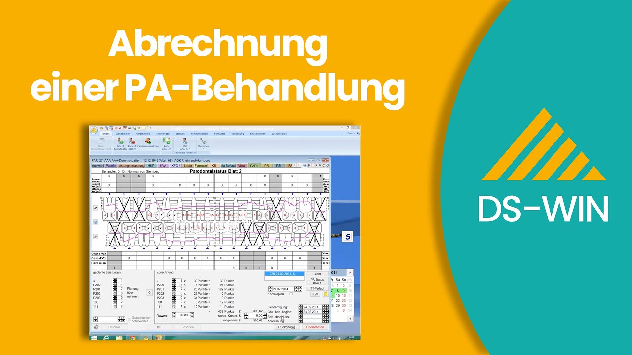 Abrechnung einer PA-Behandlung bei Dampsoft DS-WIN