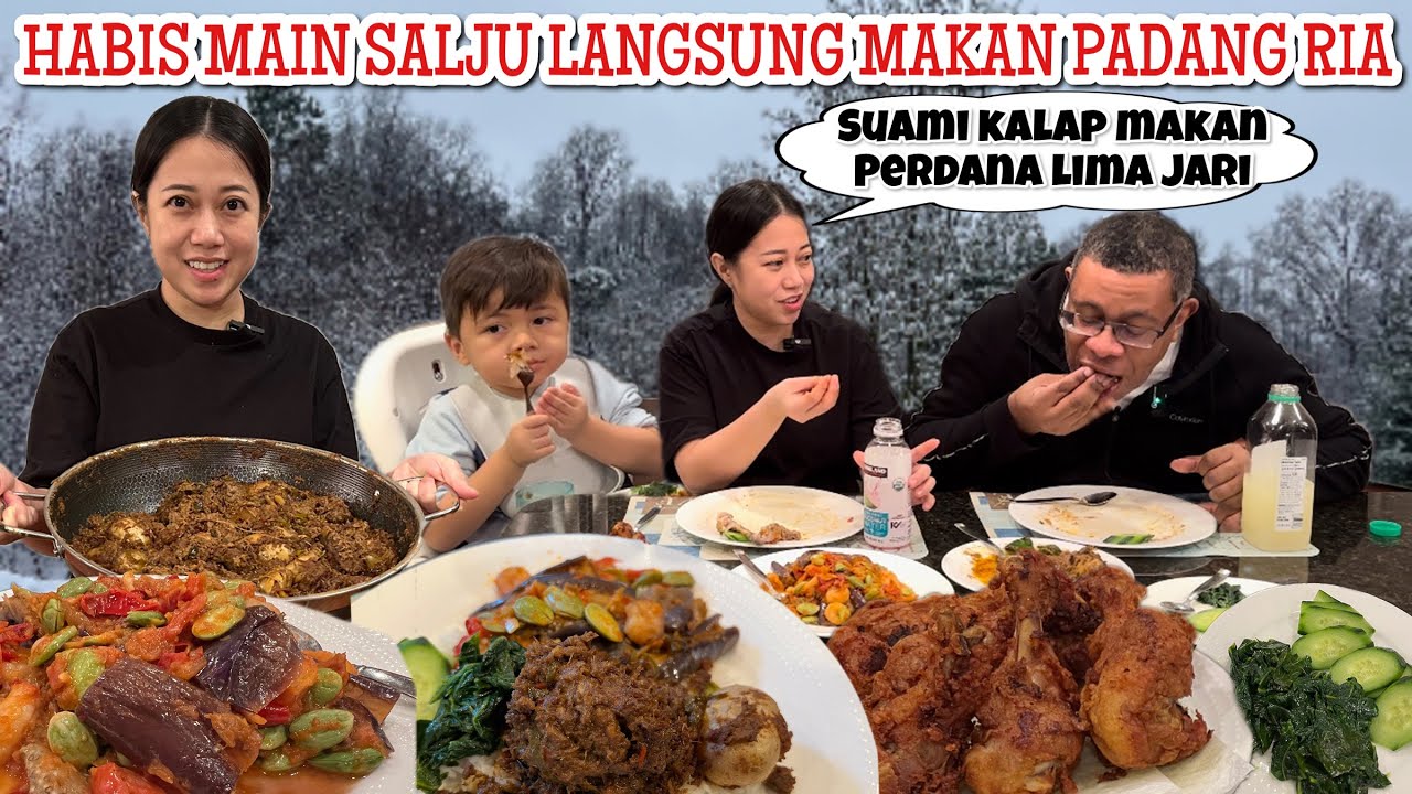 MASAK RENDANG DI MUSIM SALJU| SUAMI KALAP MAKAN PERDANA MAKAN PAKAI TANGAN 😂 INDONESIAN BEEF STEW