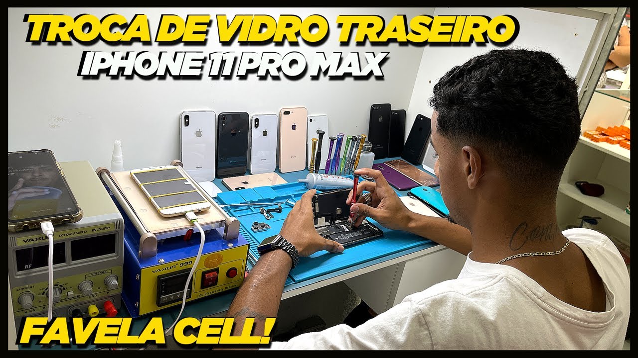 TROCA DE VIDRO TRASEIRO IPHONE 11 PRO MAX! FAVELA CELL