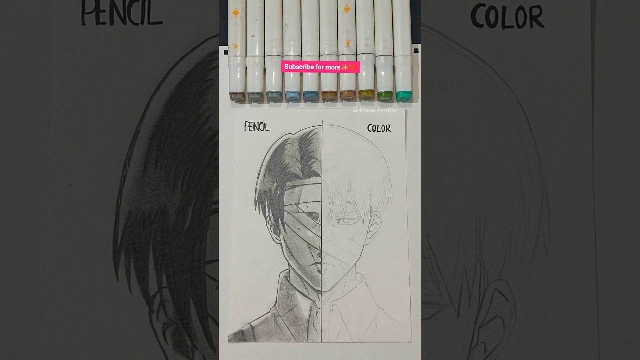 Drawing Levi Ackerman from attack on titan ✨in 2 different styles✨#shorts#attackontitan#art