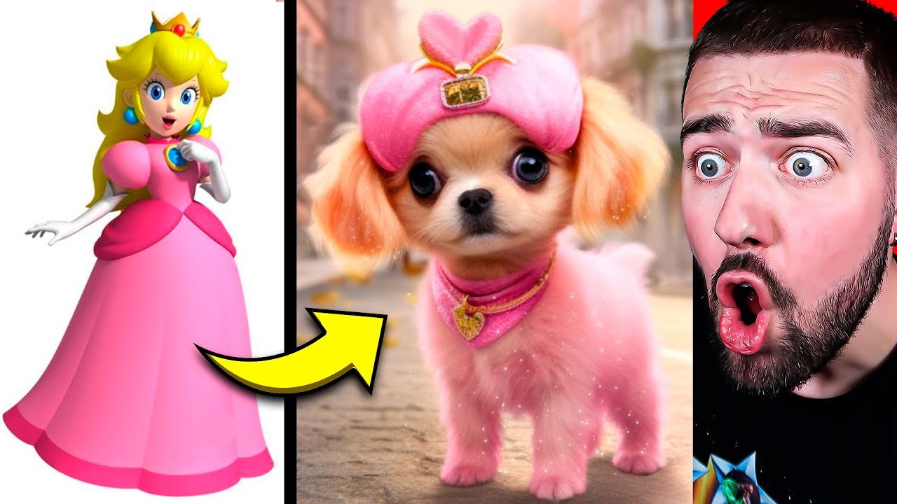 LES PERSONNAGES DE MARIO TRANSFORMÉS EN CHIOTS PAR DES IA ! Transformation Mario !