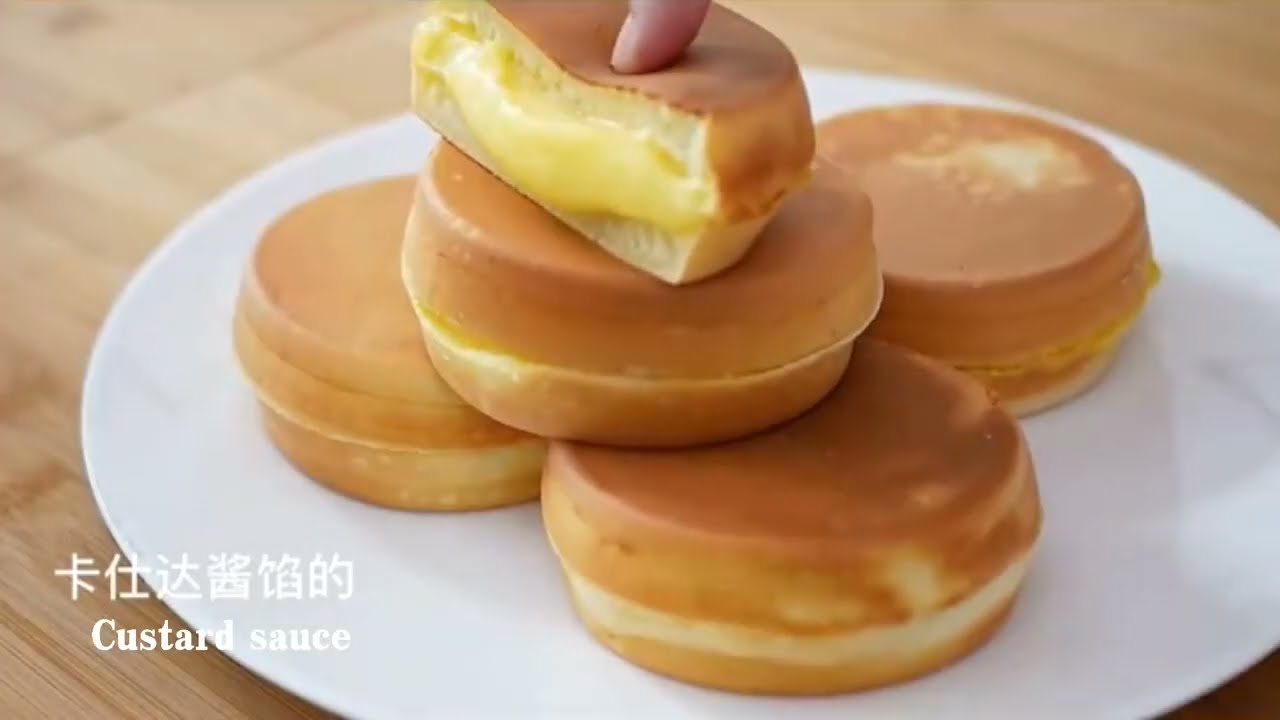 How to make a no-oven cake ?  Custard cake | Popular Street Food Wheel Cake Waffle ( 车轮饼 ）