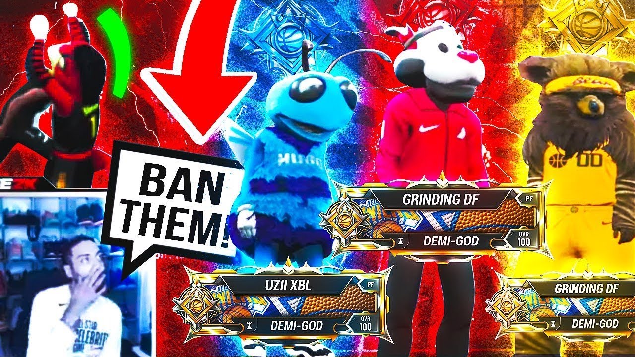 I stream sniped RONNIE 2K w/ THREE MASCOTS & got BANNED on NBA 2K20?! Ronnie 2K vs Grinding DF 2k20