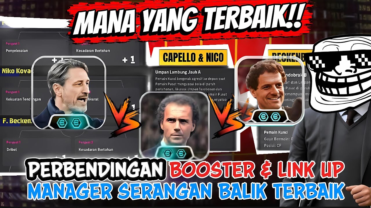 Pilihan Terbaik👑 Capello vs Beckenbauer vs Niko kovac🔥 Manager Serangan Balik di eFootball