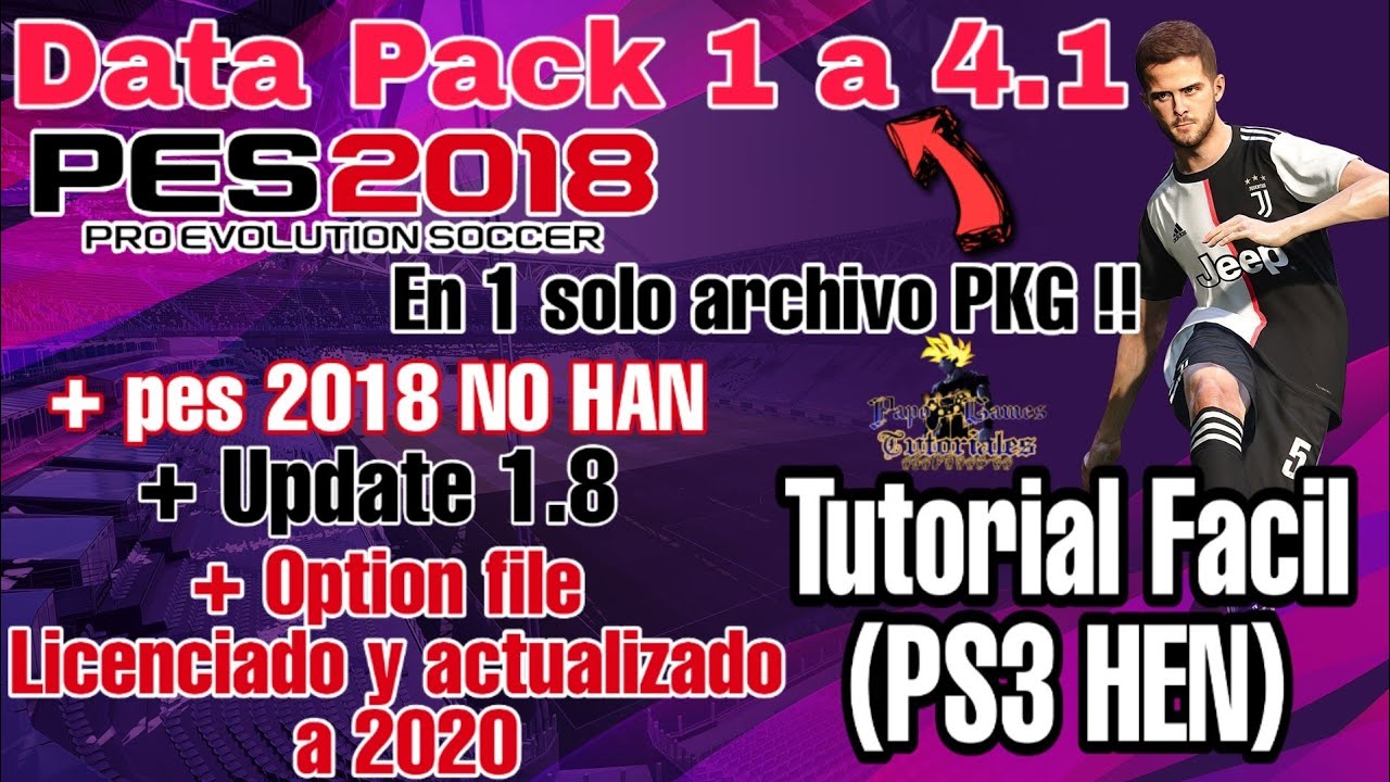 Pes 2018 a 2020 + data pack PKG (tutorial facil) HEN