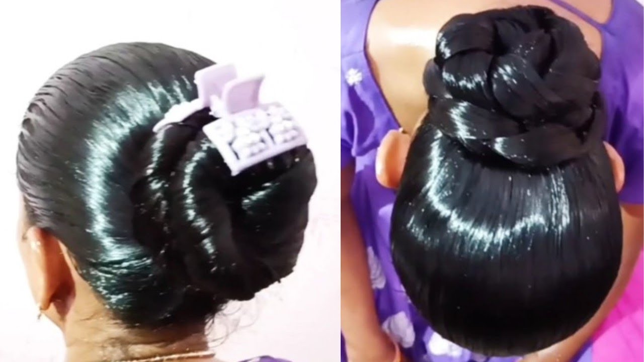 300ml Oiling Hair Sleek Clipped Bun #hairstyles #longhair #oilyhair To buy☝️video Wtsap+919154004797