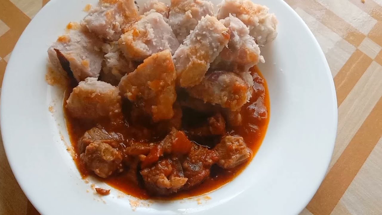 Nduma(arrow roots) with beef stew