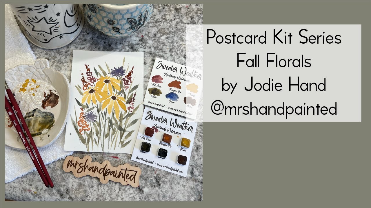 Simple Watercolor Fall Floral Postcard Tutorial