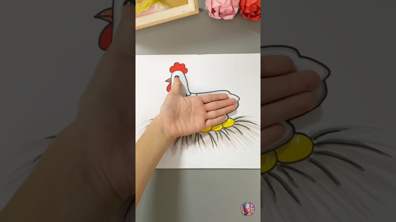 Draw a hen with your hand #drawing #youtubeshorts #art #tutorial #shorts #chicken #howto