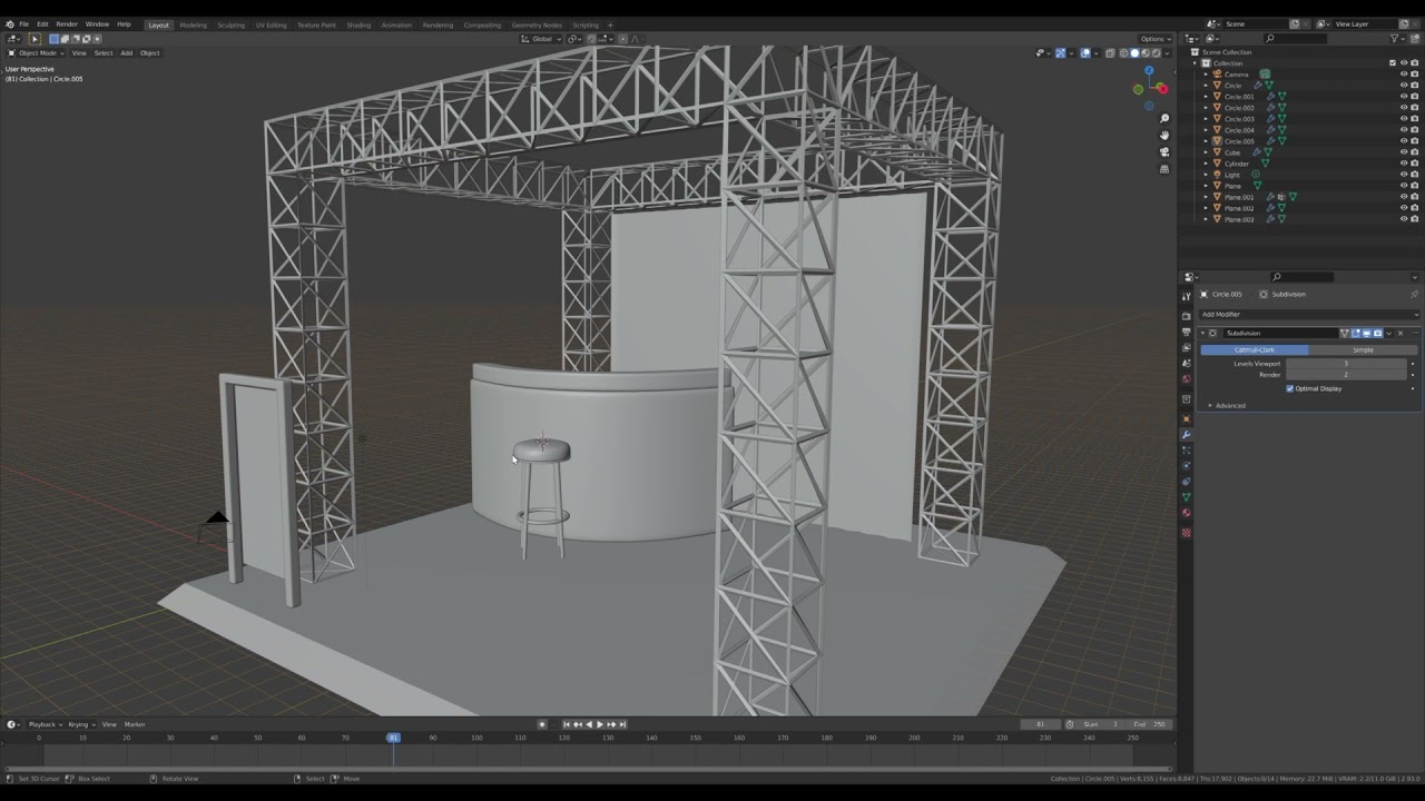Modeling an exhibition stand with Blender