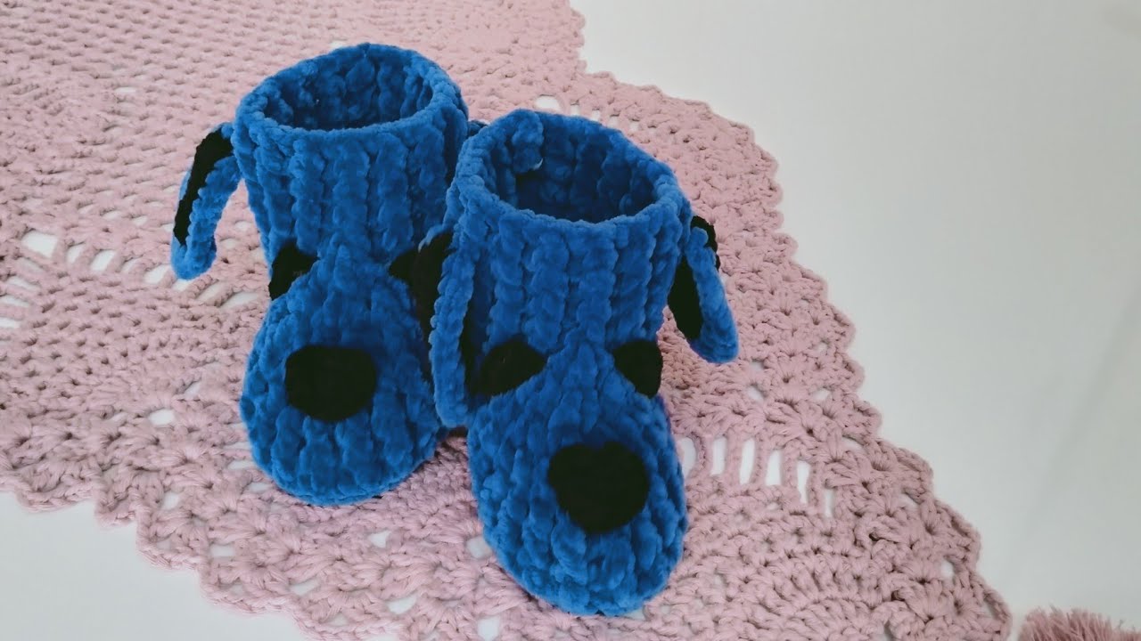 Kadife İpten Köpek Figürlü Bebek Panduf Yapımı #dog#figured#boots#model